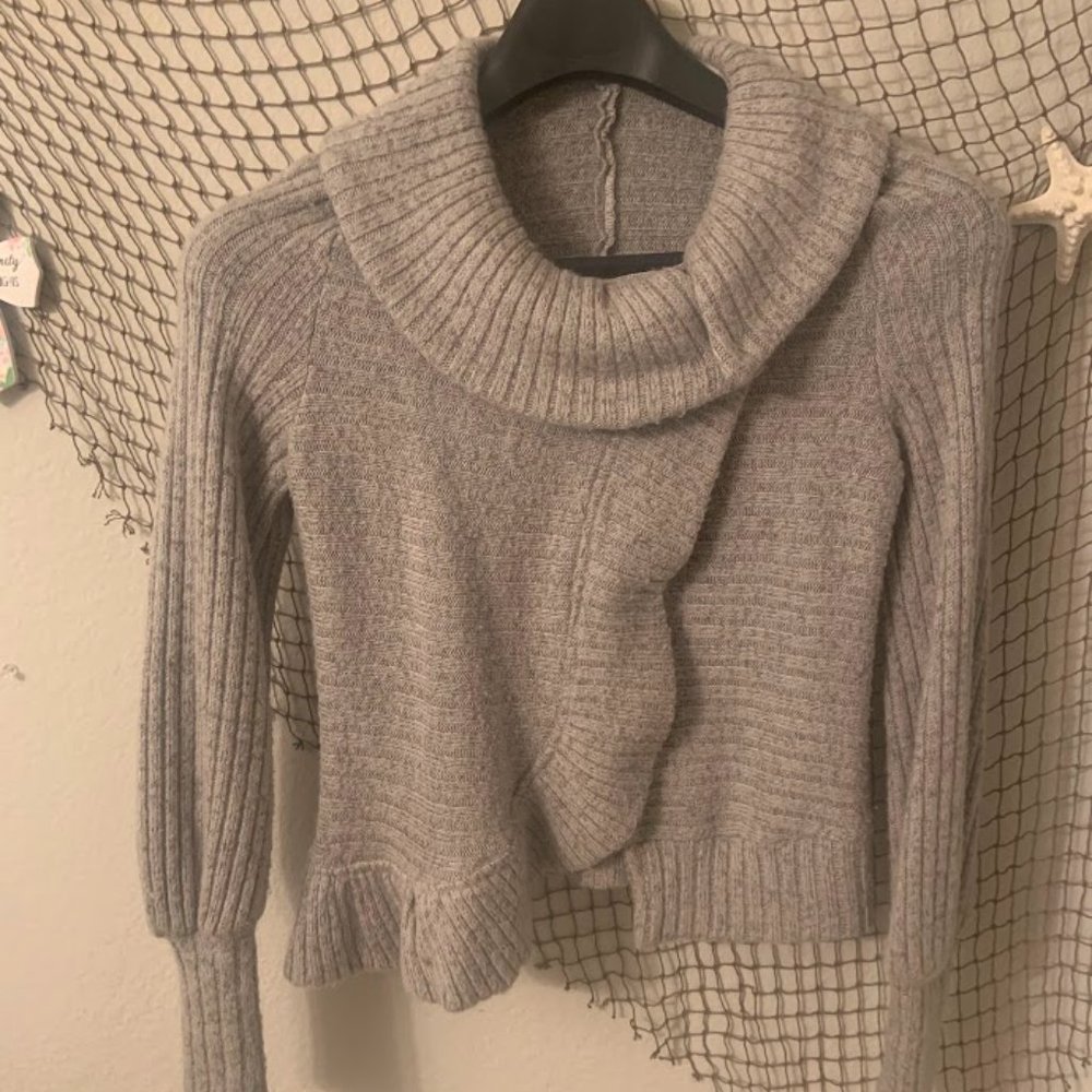 Gray Cowl Button up Sweater 60% Wool/ 40% Polyester - Medium